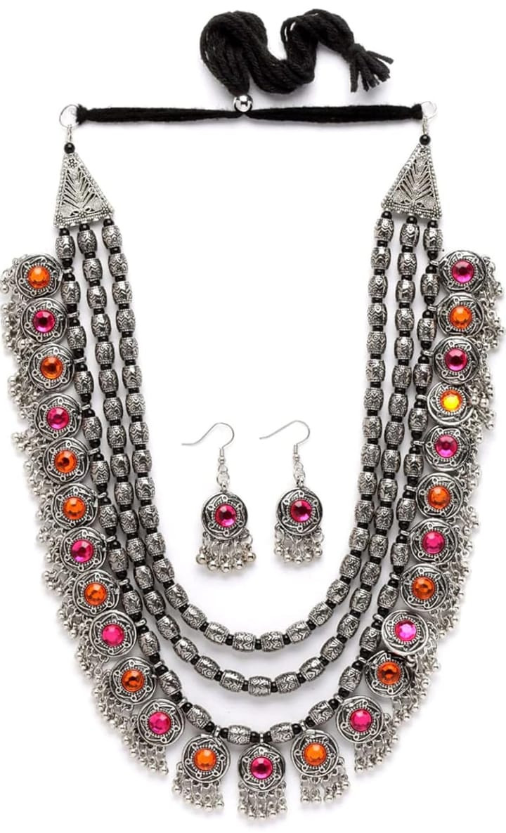 Traditional Silver Oxidised Necklace